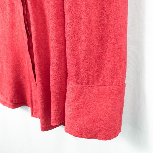 Chicos Smooth Faux Suede Reza Shirt Womens 1 Medium Red Hidden Button Front - Picture 7 of 15